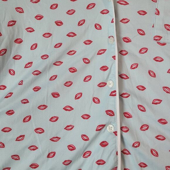 Kate Spade Blue Print Pajama Set Medium Shorts PJs Slumber Party EUC - Picture 2 of 11